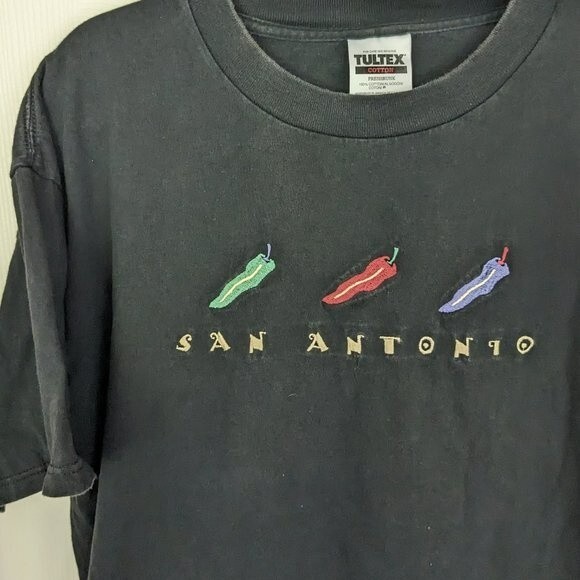 Men's Tultex San Antonio  Embroidered Chili Peppers T-Shirt - XL - Picture 3 of 7